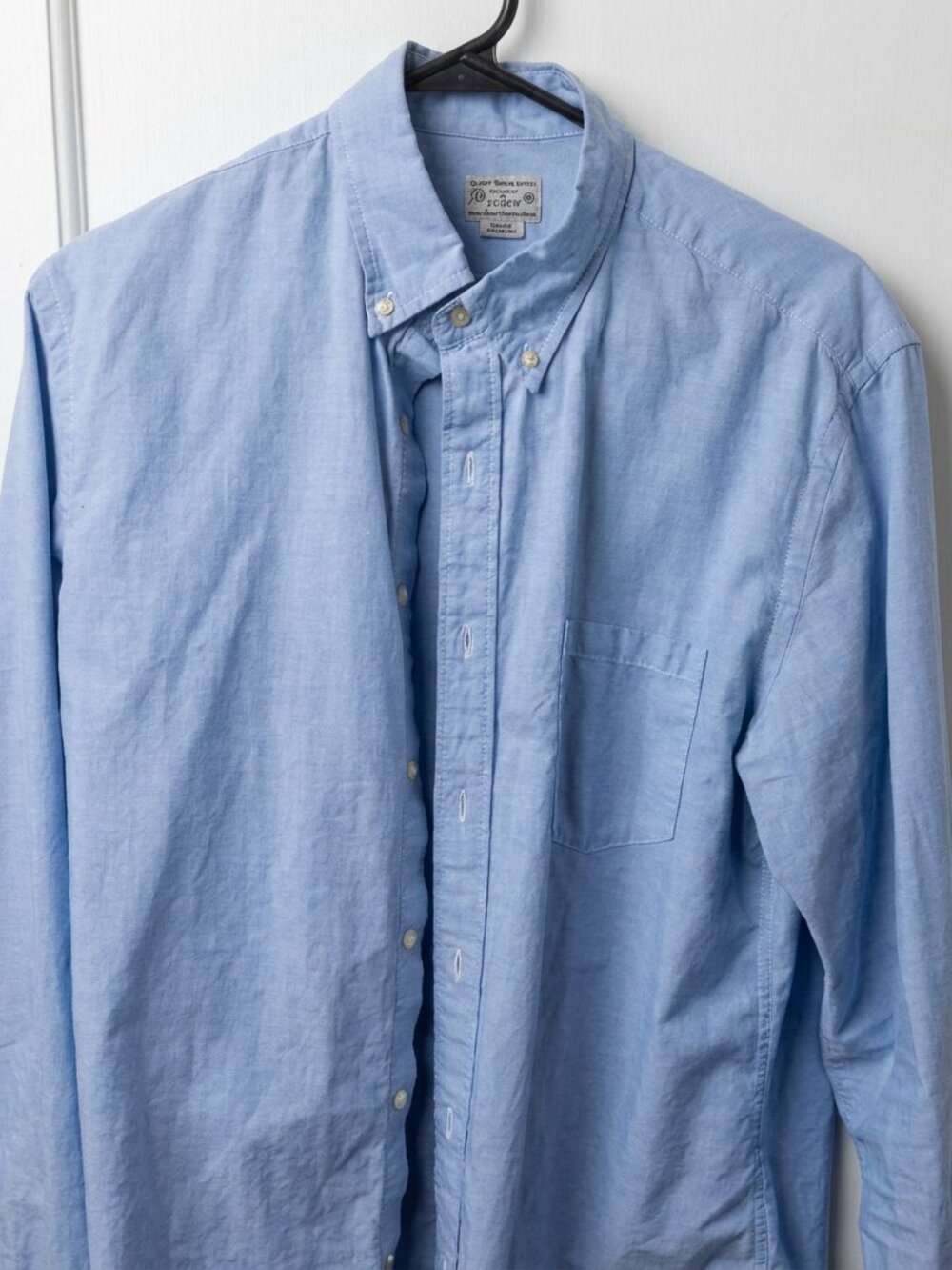 J. Crew Woven Tailored Blue Cotton Long-Sleeve Shirt Mens Medium
